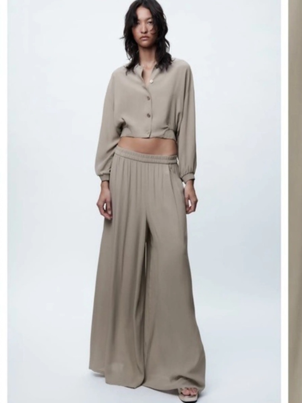 NEW Zara gray wide leg pants and matching top jacket M/L